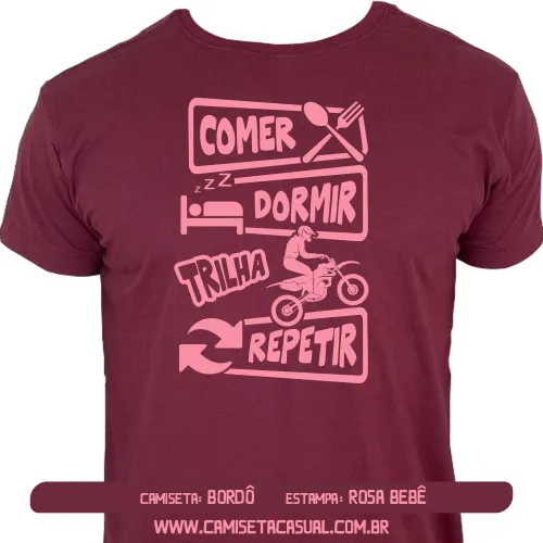 Camiseta Comer Dormir Fazer Trilha Motocross Repetir