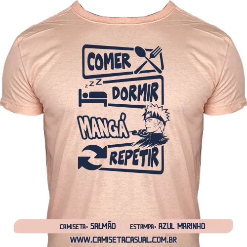 Camiseta Comer Dormir Ler Mangá Repetir