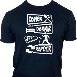 Camiseta Comer Dormir Treinar Cárdio Repetir